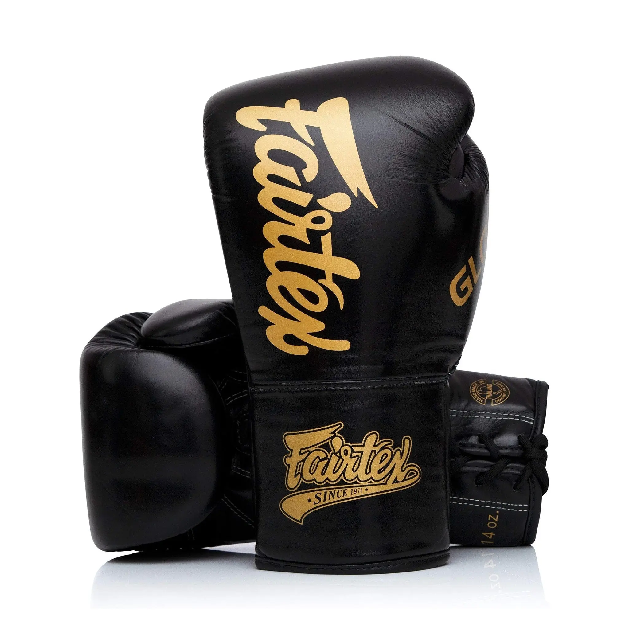 Fairtex Glory BGLG1 Laced Black Kickboxing Gloves, Professional Boxing Equipment for Combat Sports Training
