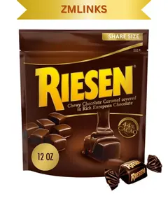 Riesen Chocolate Caramel Covered Chewy Candy 12oz Rich European Chocolate Flavor 44% Cacao Share Size Treat Sweet Dessert Snack