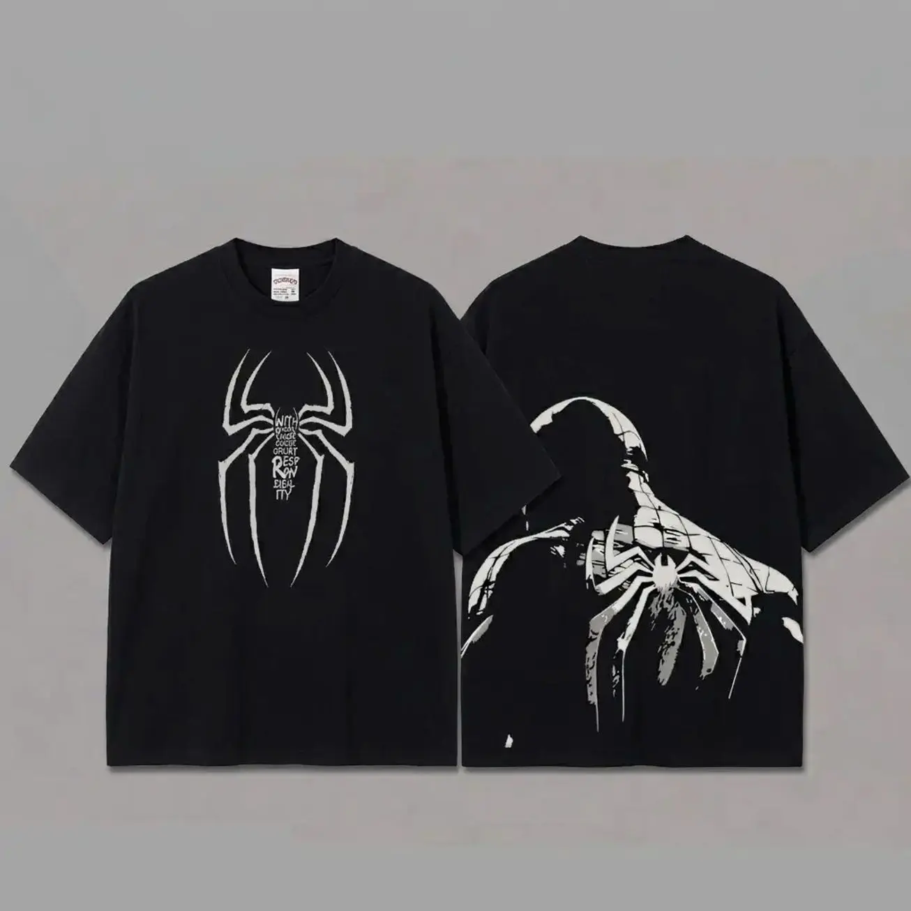 Ver 4 Spidey Inspired Oversized Black Graphic T-Shirt, Vintage Movie Actor Fan Tee, The Peter Shirt, Y2K Comic Style Streetwear Top, Black Cotton Unisex Tee, Retro Superhero Inspired Shirt, Gift for Movie Fans TE0