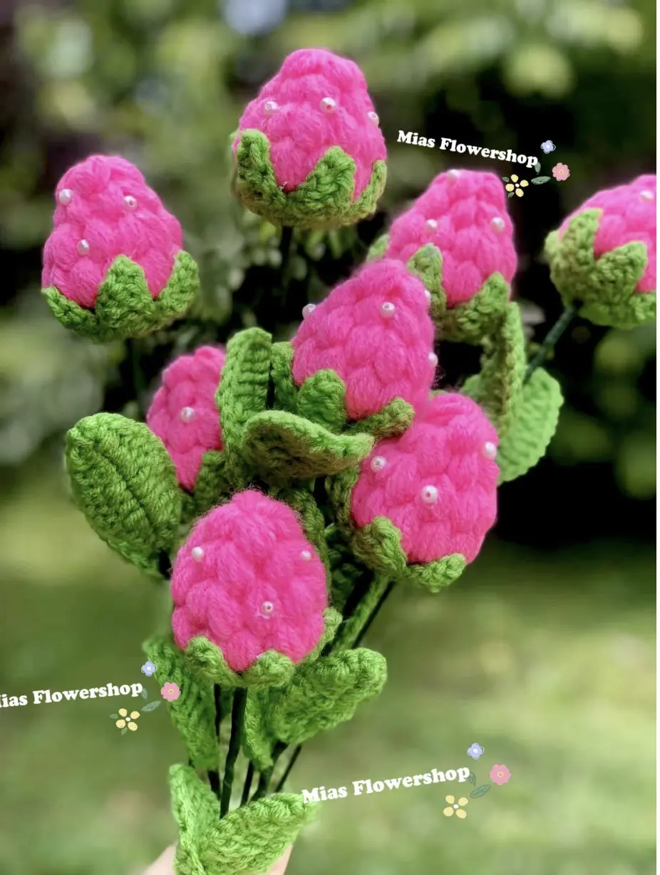 Crochet Strawberry flowers Decoration