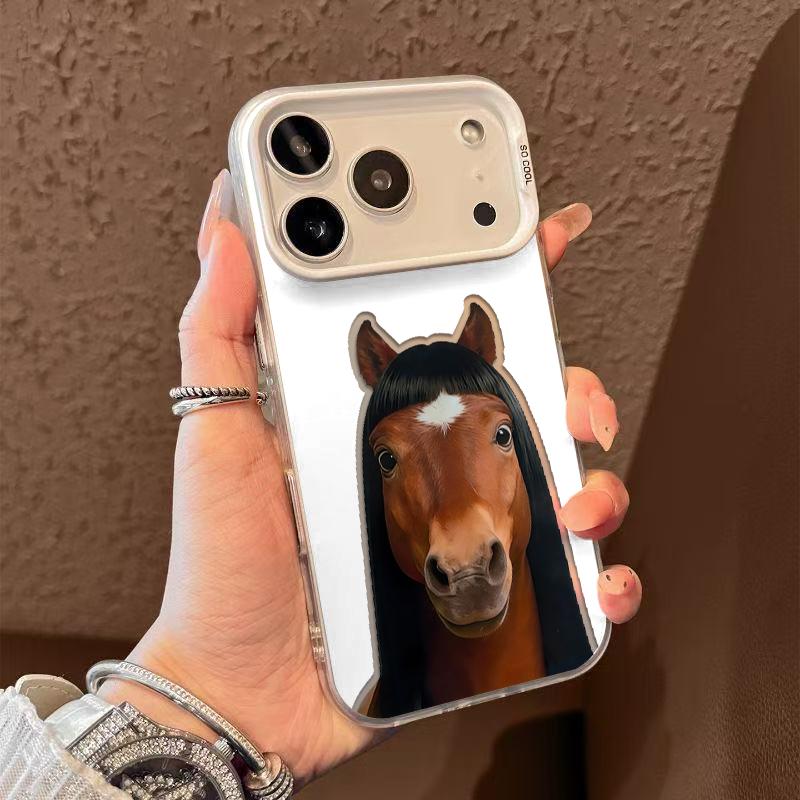 Hilarious Horse With Long Hair Print Phone Case Durable Hard Acrylic Back Case With An Anti-Yellowing Coating, Made From High-Quality Designed For Reliable Drop Protection For Your Phone For iPhone 17.16.15.14.13.12.11.X.XS.XSMAX.XR.8.7