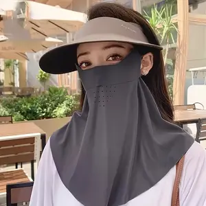 Breathable and UV-Resistant Sun Mask with Neck Cover-Lightweight Ice, Seamless Design for Outdoor Activities, Available in Light Gray/White/Pink/Black, Summer Face Cover |     Neck Coverage |     Light Mask, Sun Protection