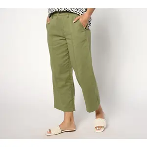 LOGO by Lori Goldstein Petite Cotton Gauze Crop Pant