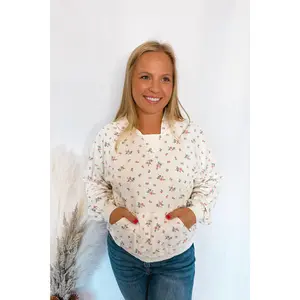 Cozy Embrace Floral Hoodie - Ivory