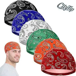 2Pcs/4Pcs Paisley Cooling Skull Cap Helmet Liner | CyclingTok OutdoorTok Sweat Wicking Breathable Beanie Hat | Unisex Mens Womens for Bicycle Cycling Running Motorcycle Hiking Outdoor Sports