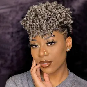 3 Packs Short Curly Crochet Hair,Short Crochet Hair 10 Inch 20roots/Pack,Gray Crochet Hair Extensions for Women(6MM)