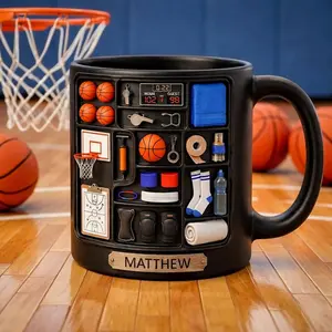 Personalized Basketball Mug, Custom Name Basketball Coffee Mug, Basketball Player Gift, Basketball Coach Mug, Sports Lover Cup