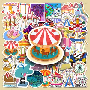 Carnival Themed Sticker, 50pcs/set Cartoon Creative DIY Decorative Sticker, DIY Decals for Water Bottle, Laptop, Phone Case, Scrapbooking, Journal Making