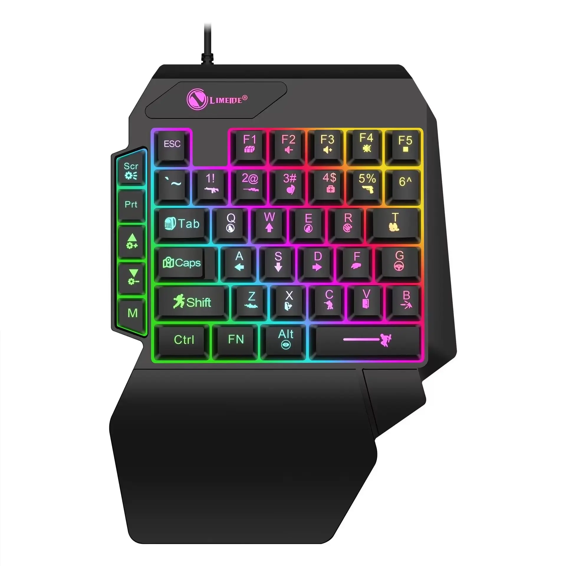 35-Key Single-Handed Space-Saving Mini Gaming Keyboard - Ultra-Slim USB Wired, Backlit LED Illuminated, Mechanical Feeling External Computer Keyboard for Laptop, Desktop PC, Gaming PC Accessories, Compact Form
