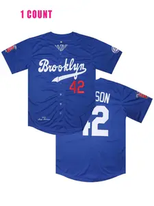 Embroidered Baseball Jersey 42 for Outdoor Sports, Casual Loose-Fitting Quick-Dry Shirt, Suitable for All Seasons and Ages