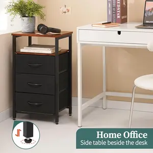 Slim Sofa Side Table with Drawers, Multi-Tier Storage End Table, Space Saving Organizer for Bedroom & Living Room