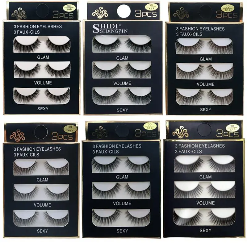 SHIDISHANGPIN 3 Pairs 29 Styles 3D Faux Mink Hair Soft False Eyelashes Fluffy Wispy Thick Lashes Handmade Lash Eye Makeup Tools