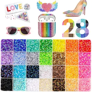 【Summervibes】 30000Pcs 28-Color 3mm Jelly Rhinestones Kit for Bedazzling - Includes tools & Tweezers, Flatback Resin Gems for DIY Crafting, Gifted Tools Tumblers Shoes Fabric Nail Art Colorful  . Phone Case & Makeup Supplies