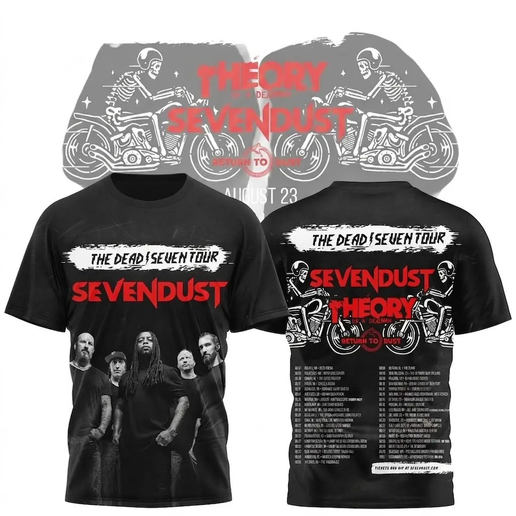 Vintage 90s Bootleg Style Sevendust 3D All Over Print Tee Regular Fit Streetwear HY4412