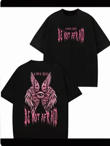 Women's Short-Sleeve Round Neck Printed T-Shirt - Smooth Soft Cotton Fabric, Be Not Afraid Luke 2:10 Pink Seraphim Eye Gothic Casual Fit T-Shirts for Women
