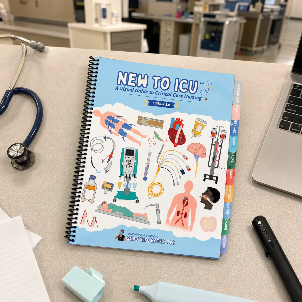 New to ICU 2.0: A Visual Guide to Critical Care Nursing | 120-Page ICU Nurse Study Guide for New Grads, Clinical Rotations & Orientation | Cardiac, Neuro, Trauma, Respiratory, Labs & Infusions