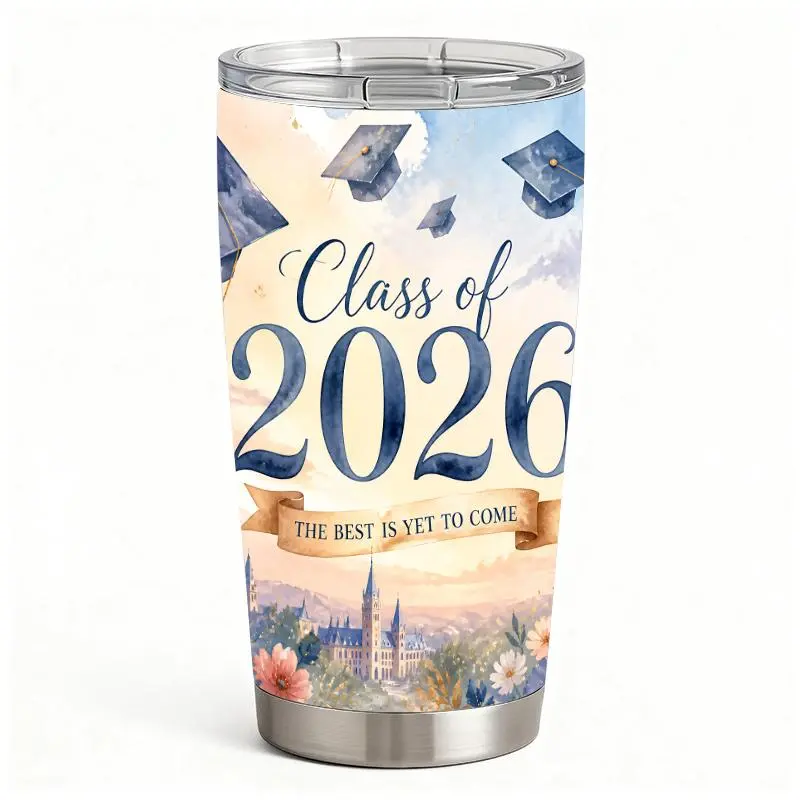 20oz Graduation Class of 2026 Graduation Cap and Scroll Watercolor Stainless Steel Tumbler， Tumbler with Lid Double Wall Vacuum Insulated Travel Mug， Coffee Cups With Lids， Perfect Gifts For Birthday Holidays.
