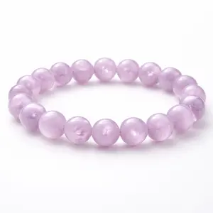 Lily Crystal Purple Kunzite Crystal Bracelet Beaded with Elastic Style Band, High Quality and Increased Luck and Love - Each One is Different.