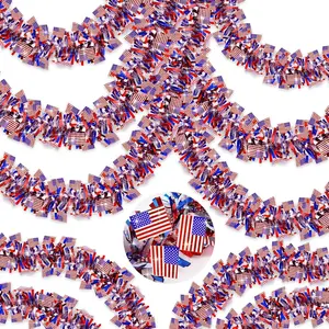 50FT 4th of July Tinsel Garland Red White and Blue Patriotic Flags Garland for Home Party Holiday Celebration Memorial Day Independence Day 4th of July Decorations