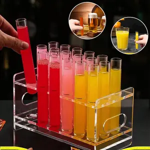 Christmas Transparent Plastic Test Tubes, Fresh Liquid Drink Containers, Ideal for Wine, Juice, Soda, Candy, Halloween Party Decorations, Pack