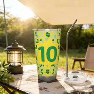 World Cup Fans Personalized 20oz Insulated Tumbler with Stainless Steel Straw - Custom Full-Wrap Photo & Name Travel Mug - Silver Rim Vacuum Sealed Cup for Cold & Hot Drinks - Unique Gift Idea Coffee Tea Water Bottles Drinkware