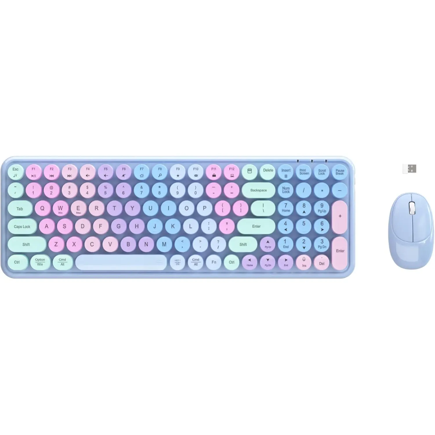 Retro Typewriter Wireless Keyboard - 2.4GHz Connection, Optical, Flexible, Colorful Gradient Design, Typewriter USB Keyboard Combo for Computers & Office Equipment