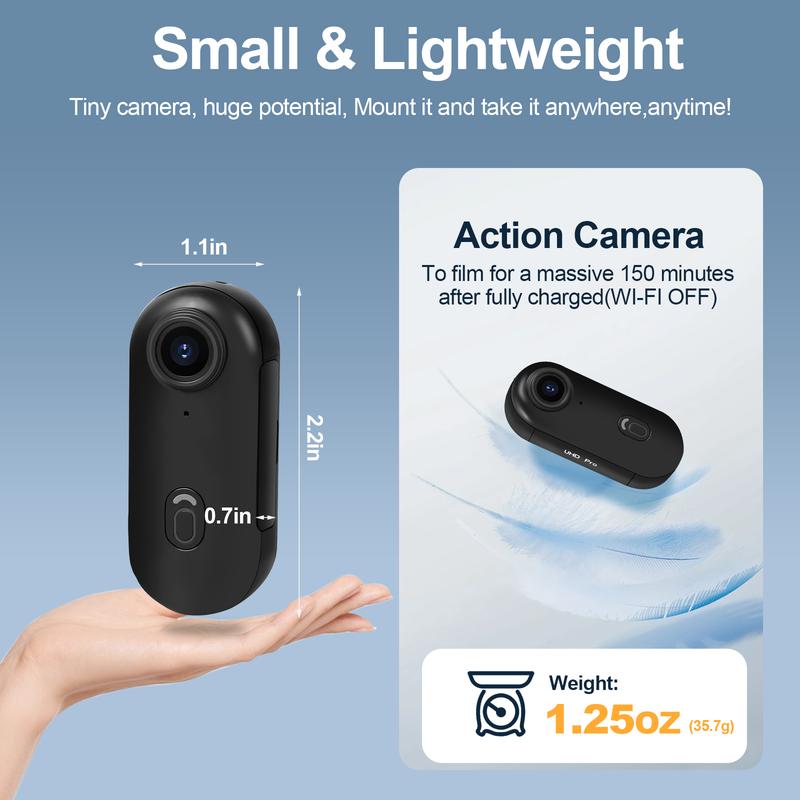 NUISK Thumb Action Camera, Thumb POV Portable Body Cam, Tiny Size, Hands Free, Mount Anywhere Magnetic Sport DV, Bike Cycling, Pet, Vlogging Card Water Proof, Anti-Shake,Tiktokcreators Ideal Gift for Girls, Boys Teenagers, and Beginners, Birthday Gift