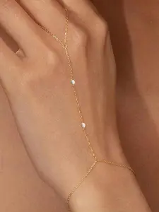 Elegant Finger Chain - Stainless Steel with Rhinestones Hand Chain Stackable Cuff Bracelets for Women & Girls. Perfect for Wedding Jewelry, Daily Wear Anniversary Valentine's Day Gift Exquisite Bracelet