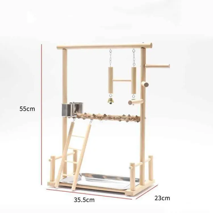 Interactive Bird Playground: Solid Wood Frame With Stand Pole