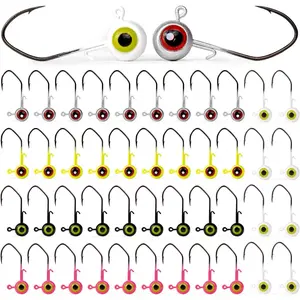 40-Pack Crappie Jig Heads for Fishing - 5 Colors Kit for Panfish, Walleye, Bass 1/32, 1/16, 1/8oz