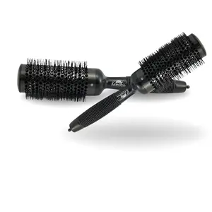 Kenchii Thermal Ceramic Brush with Ionic Anti-static Nylon Bristles Round Brush Maple Wood Handle Rubber Grip for Smooth Shiny Hair