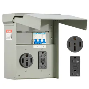 Summervibes VEVOR Temporary Power Outlet Panel, 20 50 Amp, RV EV Electrical Outlet Panel with NEMA 50 Amp GFCI 20 Amp Receptacle Installed, Pre-Wired IP54 Weatherproof Box, for RV Camper Car Travel Motorhome