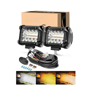 4 Inch LED Pod Lights, Small LED Light Bar with 2 Leads Wiring Harness, LED Cube Work Lights for Truck Boat ATV UTV, 2 Pcs