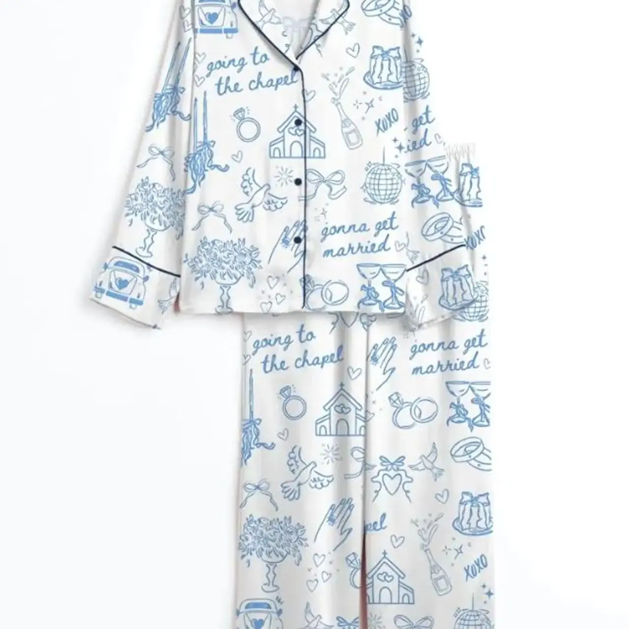 Bridal Pajama Set – Wedding Pattern Loungewear – Bachelorette Party Gift - Getting Ready Outfit for Bride