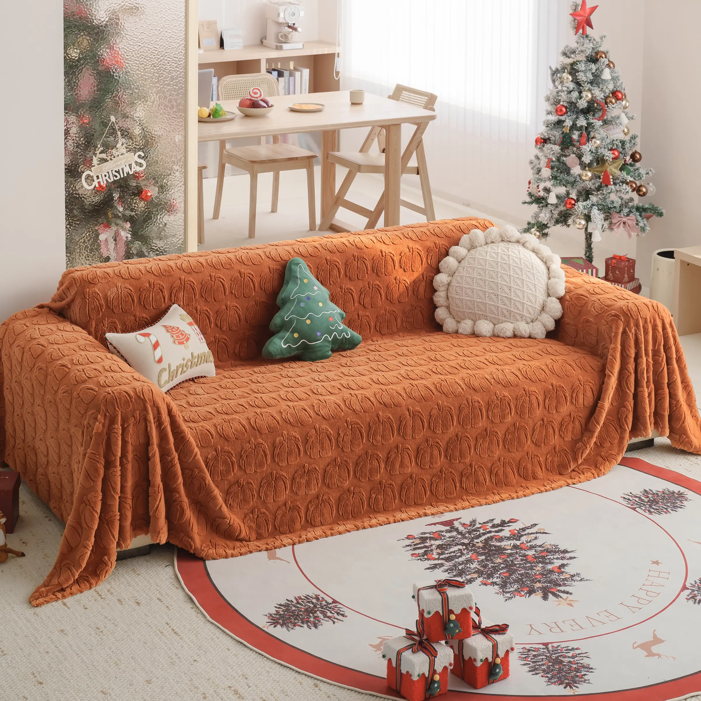 1 Piece High-End Fabric American Country Cottage Style, Halloween Pumpkin Print Christmas Vibe, Modern Thickened Sofa Throw, 4-Season Living Room Comfort Companion, Multi-Color Multi-Size Universal Cover, Pet-Friendly Washable Sofa Cover, Couch Cover