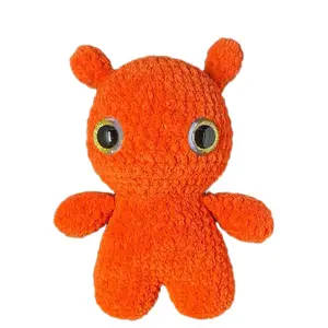 Handmade Crochet Alien Stuffed Animal - Orange Color with Large Eyes Soft Toy