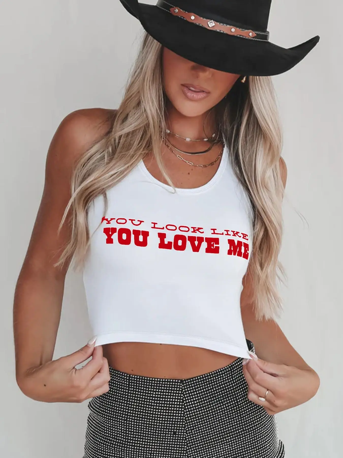 Trendy Streetwear Crop Top, Cropped Top, Fun Slogan Short Fitted Tank, Summer Fashion Women's Clothing, Comfortable Lightweight Daily Wear, Stylish Chic Casual, Casual Fashion Sleeveless