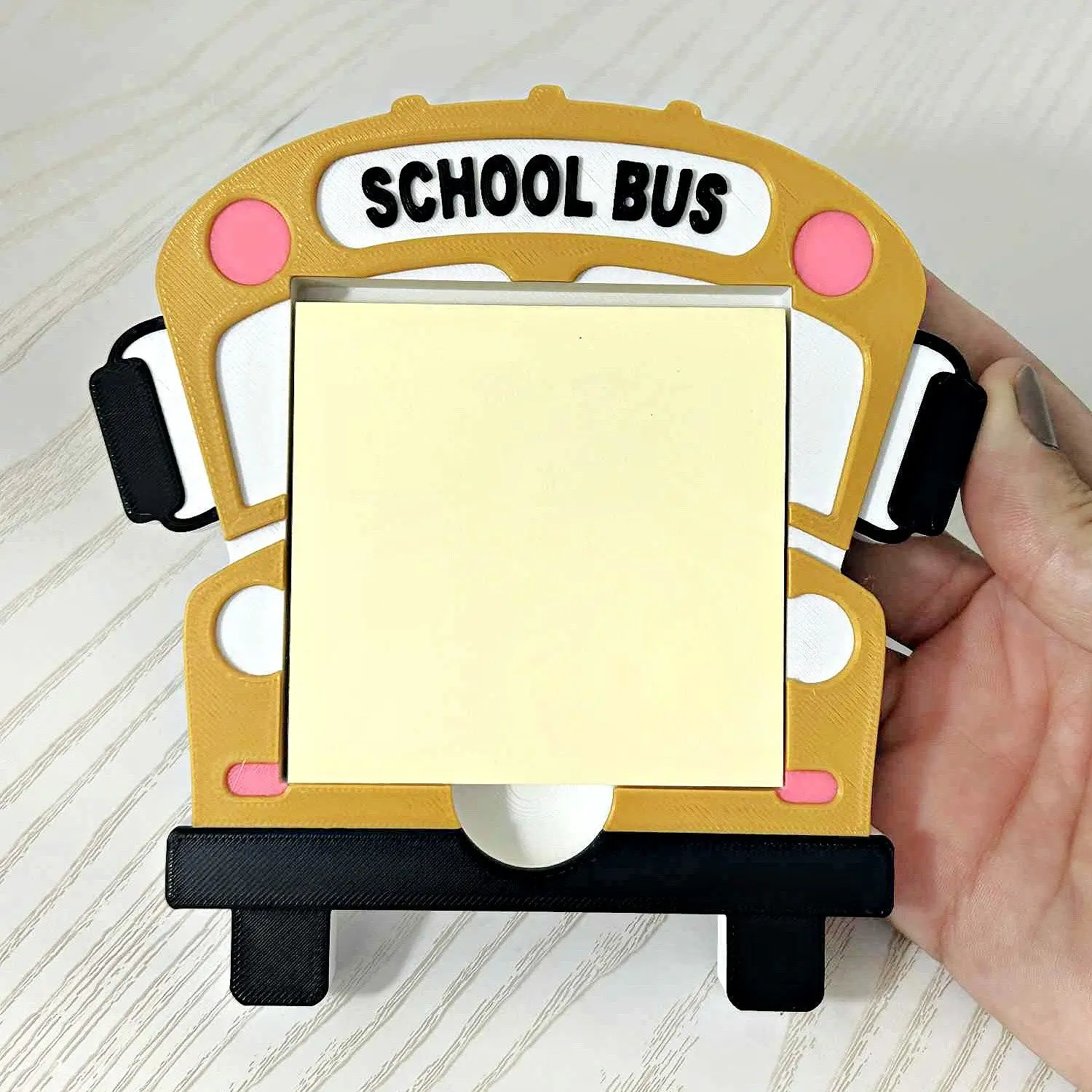 School Bus Sticky Note Holder – Cute 3D Printed Desk Organizer for Teachers & Bus Drivers