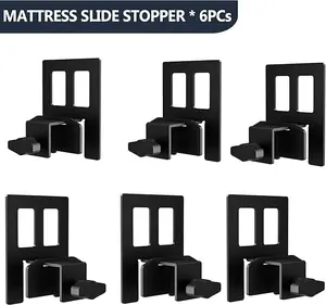 Non Slip Mattress Gaskets, Mattress Slide Stopper 6 PCS, Adjustabl Mattress Holder for Bed Frame, Keep Mattress from Sliding Gripper, Black