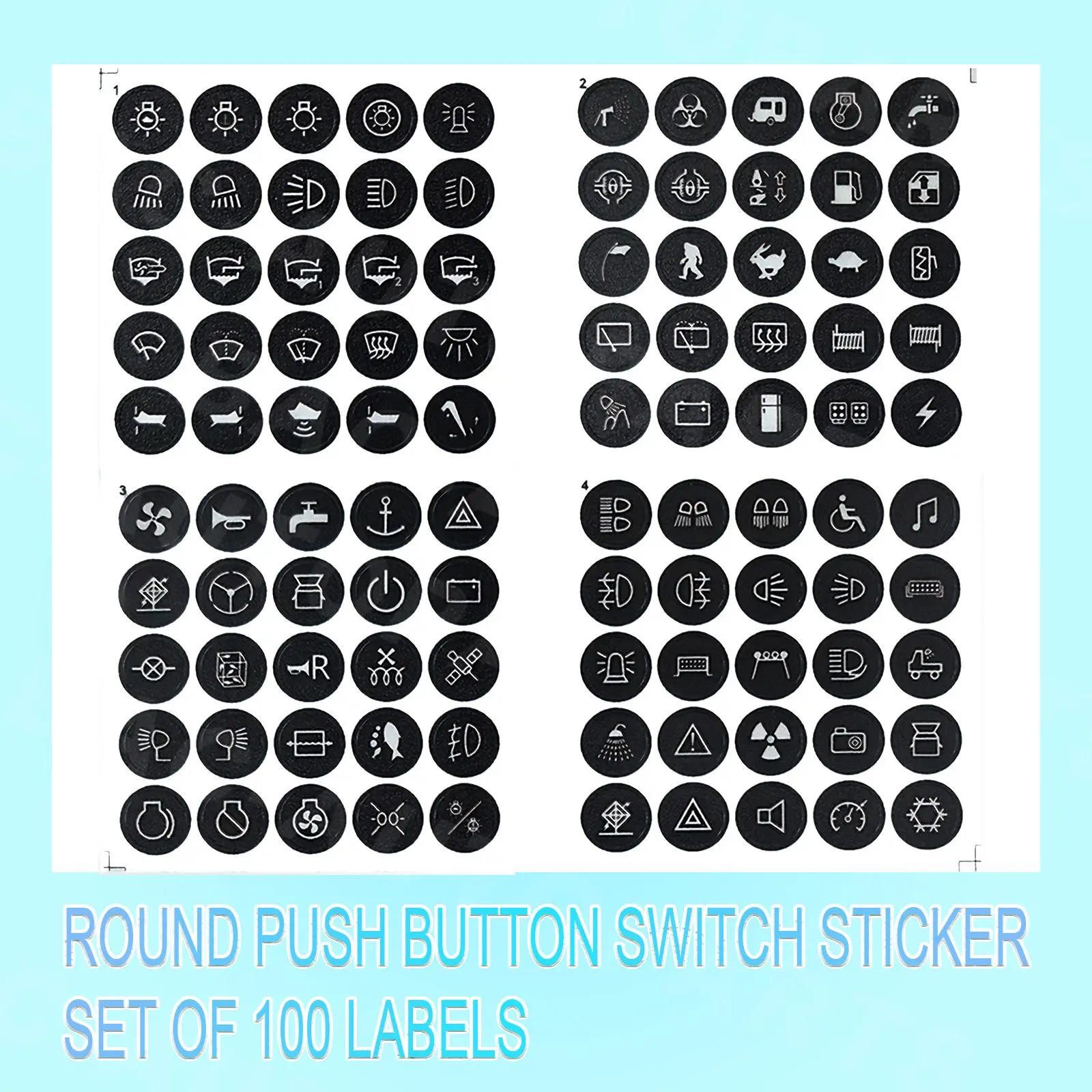 100pcs Universal Transparent Light-Guiding Stickers for Car Dashboard Switches Rocker Panels Marine Boat Controls Compatible 4x4