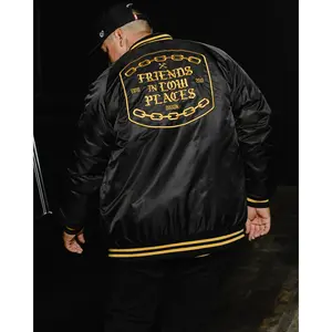 Friends in Low Places Nylon Varsity Jacket - Black