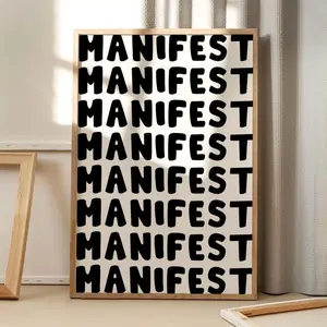 Manifest Quote Art Poster, Trendy Wall Art, Typography Aesthetic Decor, Retro Home Decor, Printed Gift