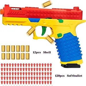IUOUTG Tactical DIY Building Block Handle Set, Building Block Toy Gun, Funny DIY Buildings Blocks Kit Display Stand, Christmas Birthday Gift for Boys Girls,with Reusable Shells*12/Bullets*120