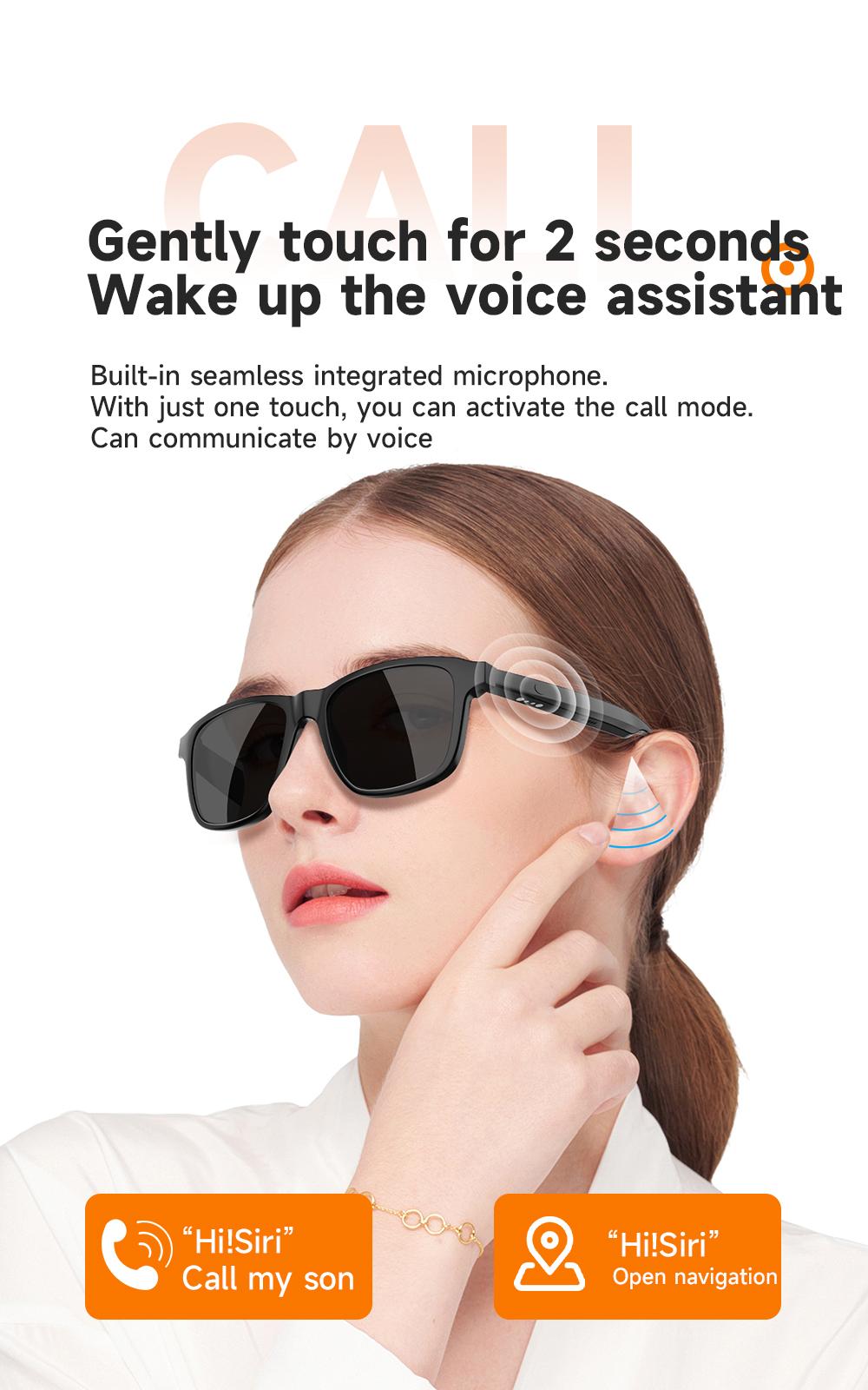 Wireless Smart Glasses with Bluetooth Audio, Open Ear Headphones Sunglasses, Hands-Free Calling, UV Protection, Long Battery Life, Perfect for Travel & Outdoor