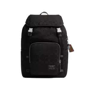 COACH Logan 27 Drawstring Top-Zip Adjustable-Strap Fabric Backpack, Large Size for Men, Black