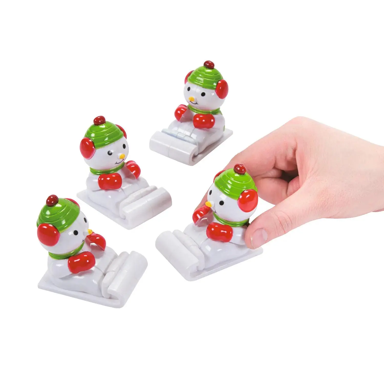 2 3/4" Mini Snowman White Plastic Pull-Back Sled Toys - 12 Pc.