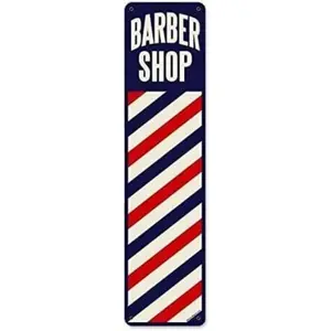 Barber Shop  Metal Sign Barbers Pole Striped Hair Stylist Salon 4x16 inch Decor Wall Room Minimalist
