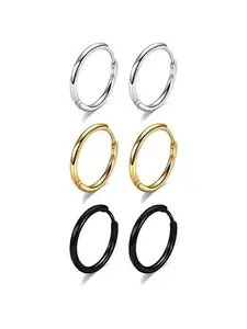 2/6pcs 316L Stainless Steel Huggie Hoop Earrings for Women Men,Cartilage Tragus Helix Daith Hypoallergenic Piercing Jewelry, Hoop Earring Sets