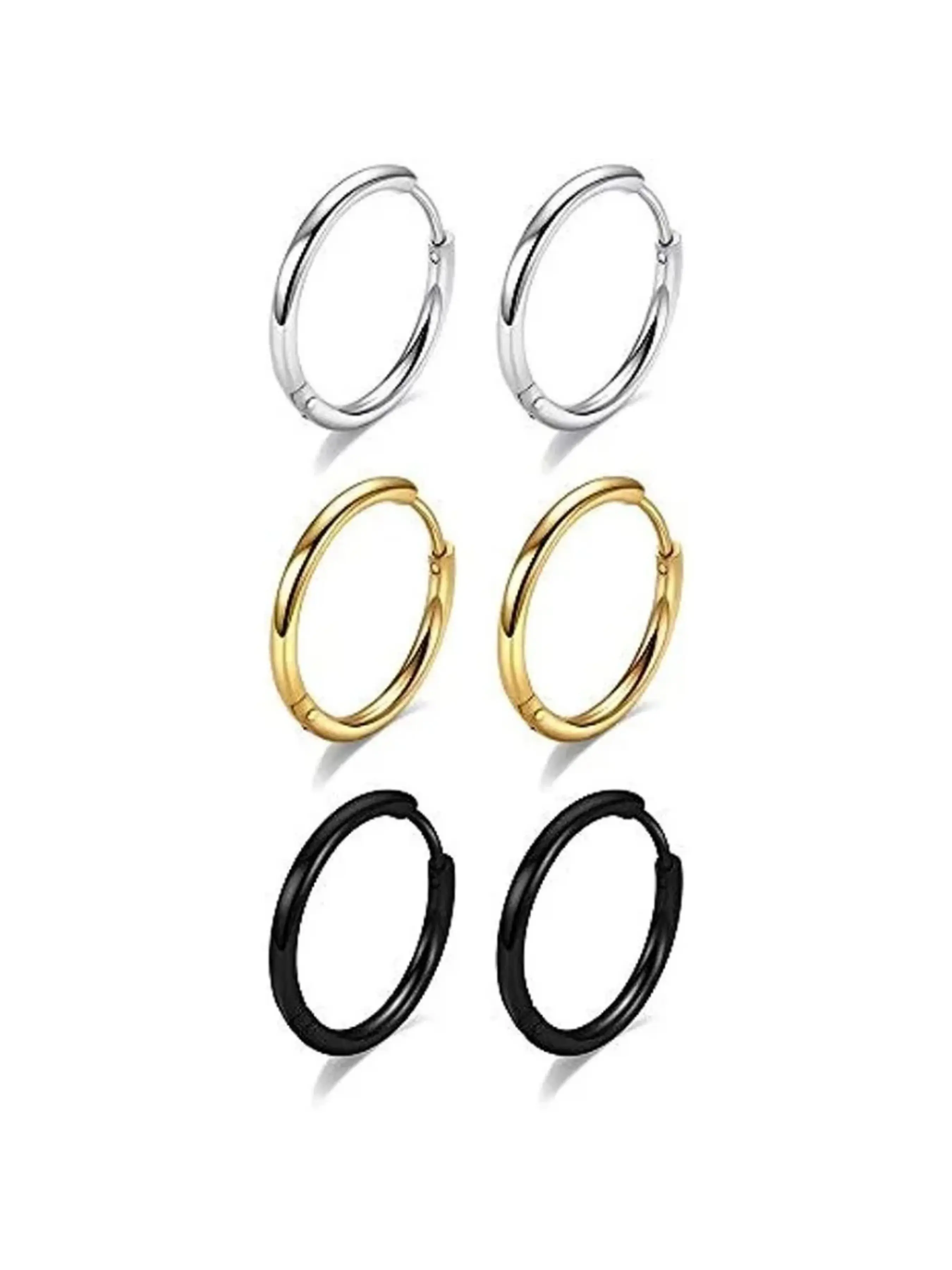 2/6pcs 316L Stainless Steel Huggie Hoop Earrings for Women Men,Cartilage Tragus Helix Daith Hypoallergenic Piercing Jewelry, Hoop Earring Sets, Earring Stacking Set, Hypoallergenic Earrings Pack, Hypoallergenic Huggie Hoops