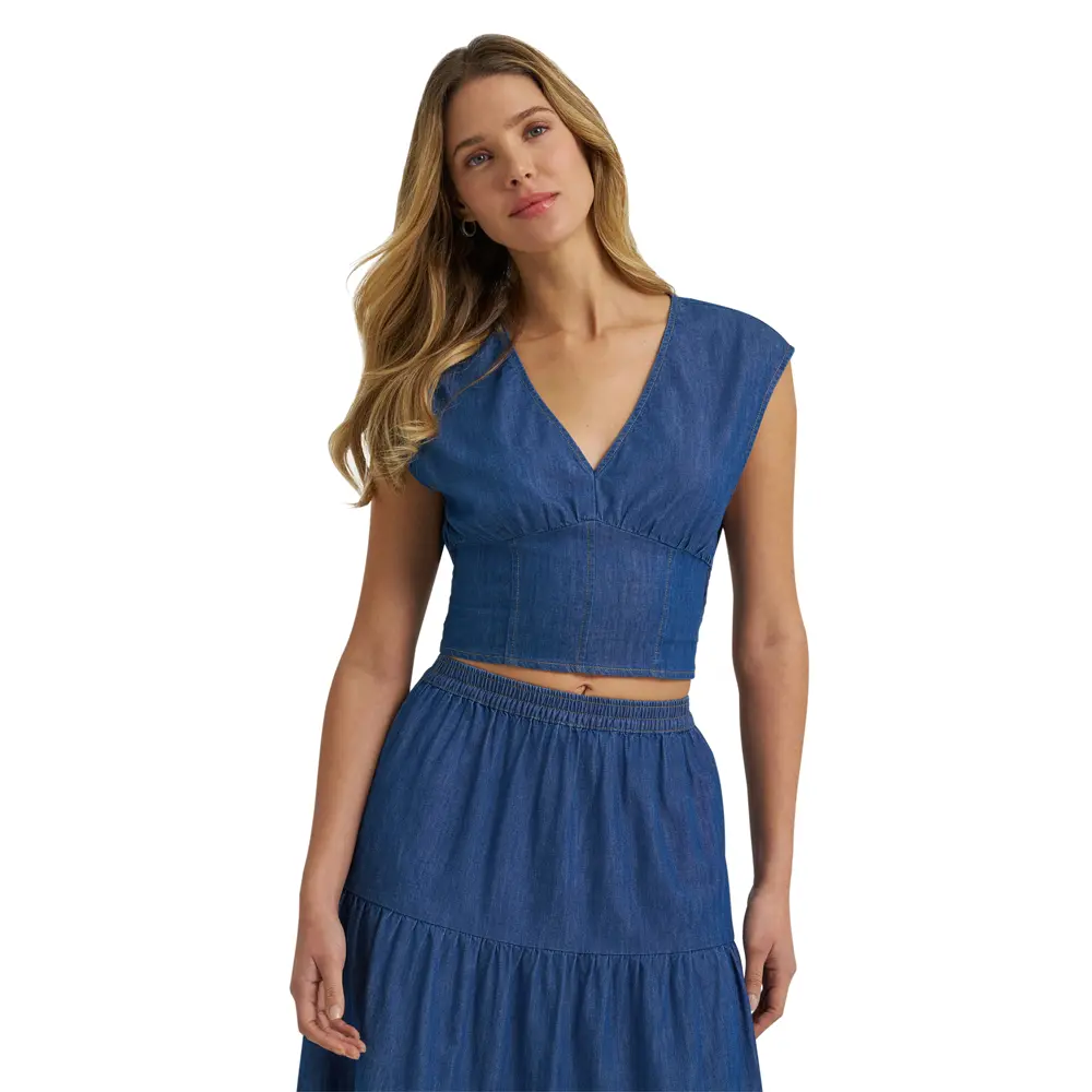 112375223 Wrangler Women's Retro® Vintage Denim Dress Set Blouse - Dark Denim